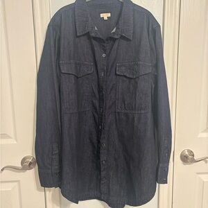 Pilcro Dark Denim Button-Up Shirt Jacket size Large Women